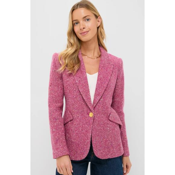L'agence Pink Multi Herringbone Chamberlain Blazer US 4 - Picture 1 of 10